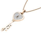 0.20 Carat (ctw) 14K Rose Gold Round Diamond Heart Key Pendant 1/5 CT (Gold Chain Included)