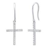 0.45 Carat (ctw) 14K White Gold Round White Diamond Ladies Cross Drop Earrings 1/2 CT