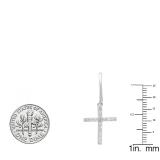 0.45 Carat (ctw) 14K White Gold Round White Diamond Ladies Cross Drop Earrings 1/2 CT
