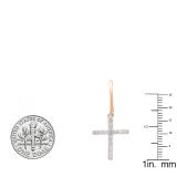 0.45 Carat (ctw) 18K Rose Gold Round White Diamond Ladies Cross Drop Earrings 1/2 CT