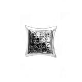 0.04 Carat (ctw) 10K White Gold Black & White Diamond Micro Pave Kite Shape Stud Earring (1pc Only)