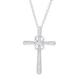0.20 Carat (ctw) Sterling Silver Round Diamond Infinity Cross Pendant 1/5 CT