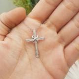 0.20 Carat (ctw) Sterling Silver Round Diamond Infinity Cross Pendant 1/5 CT