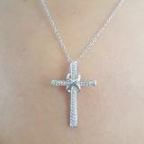 0.20 Carat (ctw) Sterling Silver Round Diamond Infinity Cross Pendant 1/5 CT