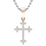 0.15 Carat (ctw) 10K Rose Gold Round Diamond Ladies Cross Pendant (Silver Chain Included)