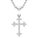 0.15 Carat (ctw) 10K White Gold Round Diamond Ladies Cross Pendant (Silver Chain Included)