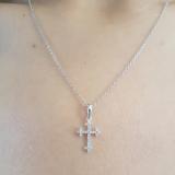 0.15 Carat (ctw) 14K White Gold Round Diamond Ladies Cross Pendant (Silver Chain Included)