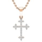 0.15 Carat (ctw) 18K Rose Gold Round Diamond Ladies Cross Pendant (Gold Chain Included)