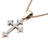 0.15 Carat (ctw) 18K Rose Gold Round Diamond Ladies Cross Pendant (Gold Chain Included)