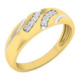 0.12 Carat (ctw) 10K Yellow Gold Round White Diamond Men's Fashion Anniversary Wedding Band