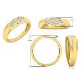 0.12 Carat (ctw) 10K Yellow Gold Round White Diamond Men's Fashion Anniversary Wedding Band