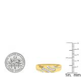 0.12 Carat (ctw) 10K Yellow Gold Round White Diamond Men's Fashion Anniversary Wedding Band
