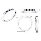 10K White Gold Round Blue Sapphire & White Diamond Ladies Seven Stone Anniversary Wedding Band
