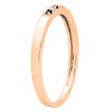 10K Rose Gold Round Blue Sapphire & White Diamond Ladies Five Stone Anniversary Wedding Band