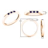 10K Rose Gold Round Blue Sapphire & White Diamond Ladies Five Stone Anniversary Wedding Band