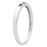 10K White Gold Round Blue Sapphire & White Diamond Ladies Five Stone Anniversary Wedding Band
