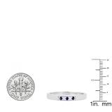 10K White Gold Round Blue Sapphire & White Diamond Ladies Five Stone Anniversary Wedding Band