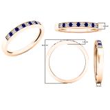 10K Rose Gold Round Blue Sapphire & White Diamond Ladies Anniversary Wedding Band