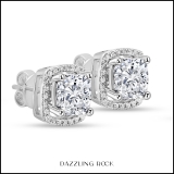 2.67 Cttw Cushion & Round Cubic Zirconia Halo Frame Solitaire Push Back Stud Earrings for Women with Removable Jackets in 925 Sterling Silver