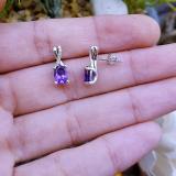10K White Gold 7X5 MM Each Oval Amethyst & Round Diamond Ladies Infinity Drop Earrings