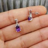 10K White Gold 7X5 MM Each Oval Amethyst & Round Diamond Ladies Infinity Drop Earrings
