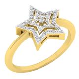 0.05 Carat (ctw) 10K Yellow Gold Round White Diamond Ladies Double Star Engagement Ring