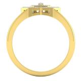 0.05 Carat (ctw) 10K Yellow Gold Round White Diamond Ladies Double Star Engagement Ring