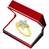 0.05 Carat (ctw) 10K Yellow Gold Round White Diamond Ladies Double Star Engagement Ring