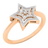 0.05 Carat (ctw) 18K Rose Gold Round White Diamond Ladies Double Star Engagement Ring