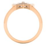0.05 Carat (ctw) 18K Rose Gold Round White Diamond Ladies Double Star Engagement Ring