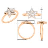 0.05 Carat (ctw) 18K Rose Gold Round White Diamond Ladies Double Star Engagement Ring