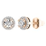 0.45 Carat (ctw) 10K Rose Gold Round White Diamond Halo Style Stud Earrings 1/2 CT