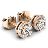 0.45 Carat (ctw) 10K Rose Gold Round White Diamond Halo Style Stud Earrings 1/2 CT