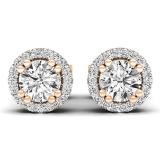 0.45 Carat (ctw) 10K Rose Gold Round White Diamond Halo Style Stud Earrings 1/2 CT