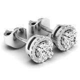 0.45 Carat (ctw) 10K White Gold Round White Diamond Halo Style Stud Earrings 1/2 CT