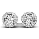 0.45 Carat (ctw) 10K White Gold Round White Diamond Halo Style Stud Earrings 1/2 CT