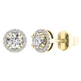 0.45 Carat (ctw) 10K Yellow Gold Round White Diamond Halo Style Stud Earrings 1/2 CT