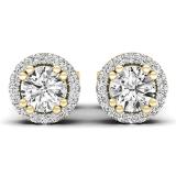 0.45 Carat (ctw) 10K Yellow Gold Round White Diamond Halo Style Stud Earrings 1/2 CT