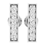 0.20 Carat (ctw) 10K White Gold Round White Diamond Ladies Small Bar Stud Earrings