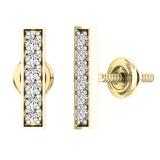 0.20 Carat (ctw) 10K Yellow Gold Round White Diamond Ladies Small Bar Stud Earrings