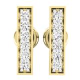 0.20 Carat (ctw) 10K Yellow Gold Round White Diamond Ladies Small Bar Stud Earrings