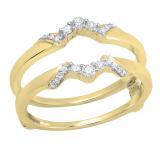 0.20 Carat (ctw) 10K Yellow Gold Round Diamond Ladies Wedding Band Guard Double Ring 1/5 CT