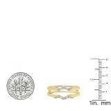 0.20 Carat (ctw) 10K Yellow Gold Round Diamond Ladies Wedding Band Guard Double Ring 1/5 CT