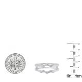 0.20 Carat (ctw) 14K White Gold Round Diamond Ladies Wedding Band Guard Double Ring 1/5 CT
