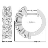 3.00 Carat (ctw) 18K White Gold Round White Diamond Huggie Hoop Earrings