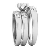 0.15 Carat (ctw) 10K White Gold Round Diamond Men's & Women's Engagement Ring Trio Set
