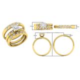 0.15 Carat (ctw) 10K Yellow Gold Round Diamond Men's & Women's Engagement Ring Trio Set