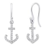 0.20 Carat (ctw) 14K White Gold Round White Diamond Cross Drop Earrings 1/5 CT