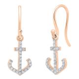 0.20 Carat (ctw) 18K Rose Gold Round White Diamond Cross Drop Earrings 1/5 CT