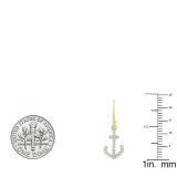 0.20 Carat (ctw) 18K Yellow Gold Round White Diamond Cross Drop Earrings 1/5 CT